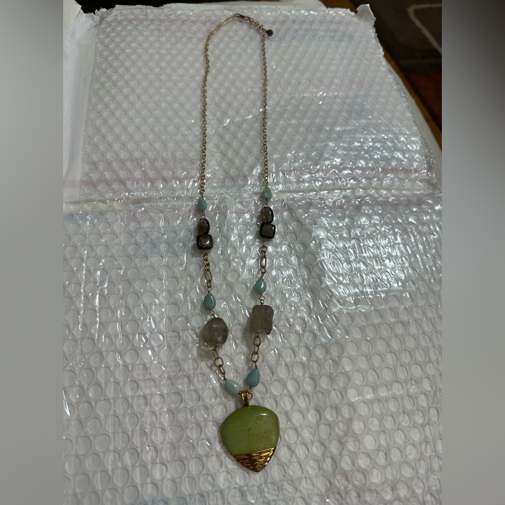 Barse Thai Gold tone Stones Necklace 34”